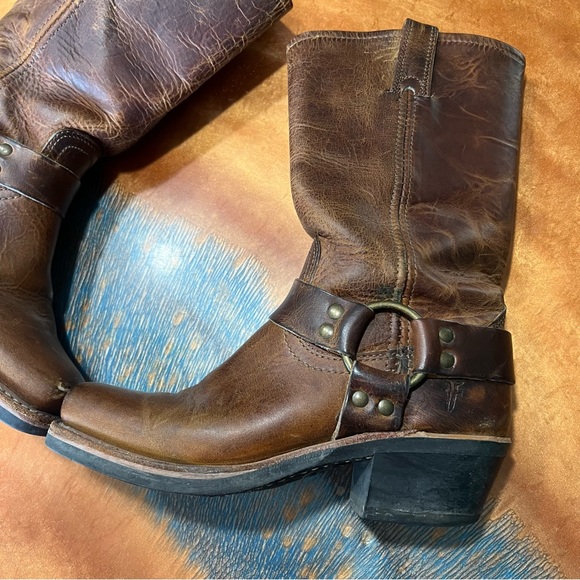 Vintage Frye 12R Brown leather Harness Boots USA Cowgirl size 6 - Picture 15 of 16